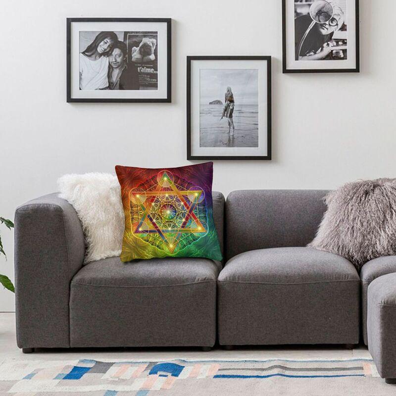 Metatron'S Cube With Merkabah And Flower Of Life Pillow Case Home Decor Cushions Throw Pillow For Sofa Double-Sided Printing