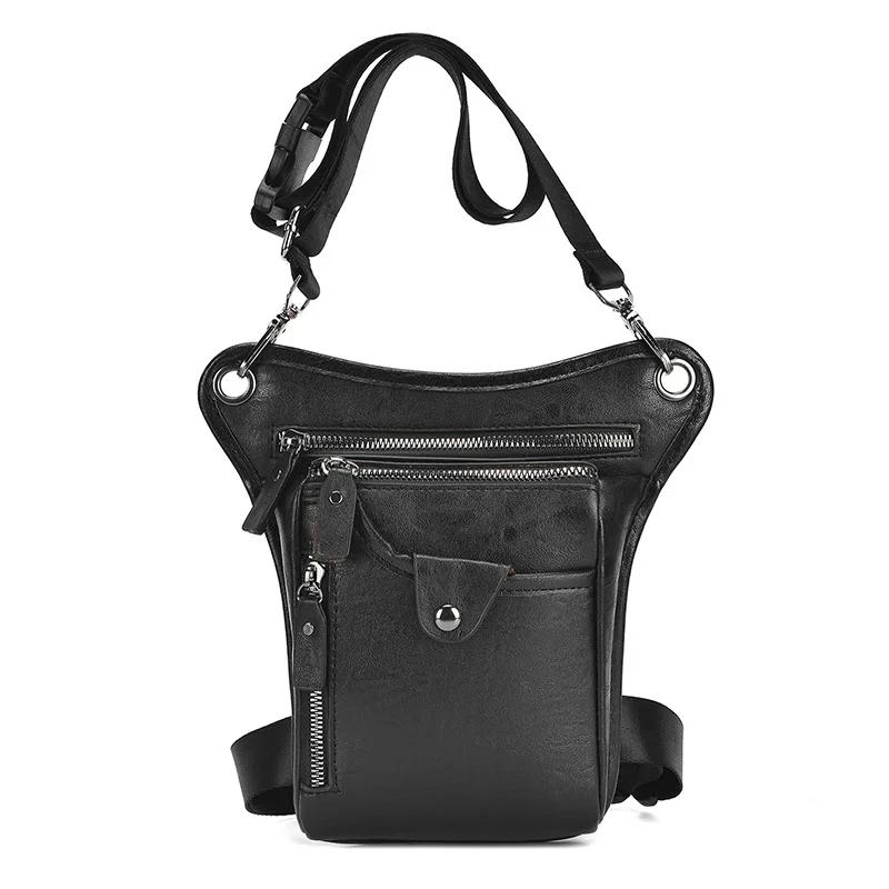 

Vintage PU Leather Waist Pack Drop Leg Bag Men Women Belt Hip Bag Multifunction Motorcycle Bicycle Outdoor Hiking Camping Bag 15cm*4cm*23cm чёрный