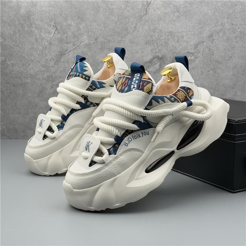 Fashion New 2025 Fashion Designer Men's Lace Up Mixed Patchwork Thick Soled Causal Shoes Flats Male Walking Sneakers Zapatos Hombre