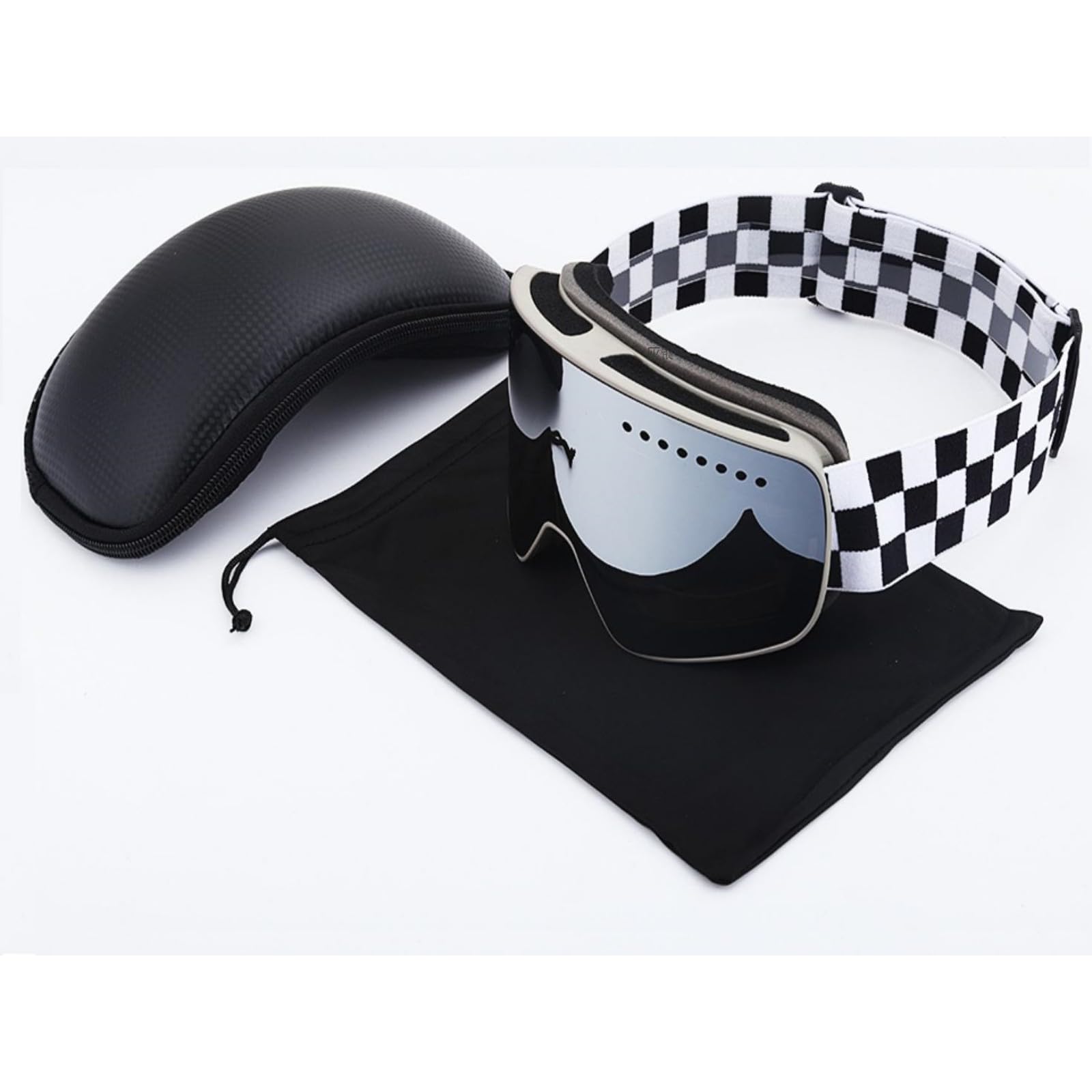 

NAOTACK Ski Goggles with Double Detachable UV Case and Storage Bag Unisex for Snow and Motorcycles Mirror, Lens, Magnetic, Protection, Anti-Fog,