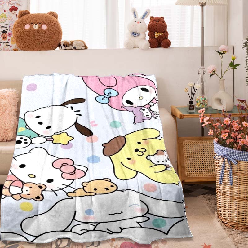 

This 3D adorable My Melody and Cinnamoroll cartoon flannel blanket is comfortable and soft, suitable for use in bedrooms, beds, 75x90cm