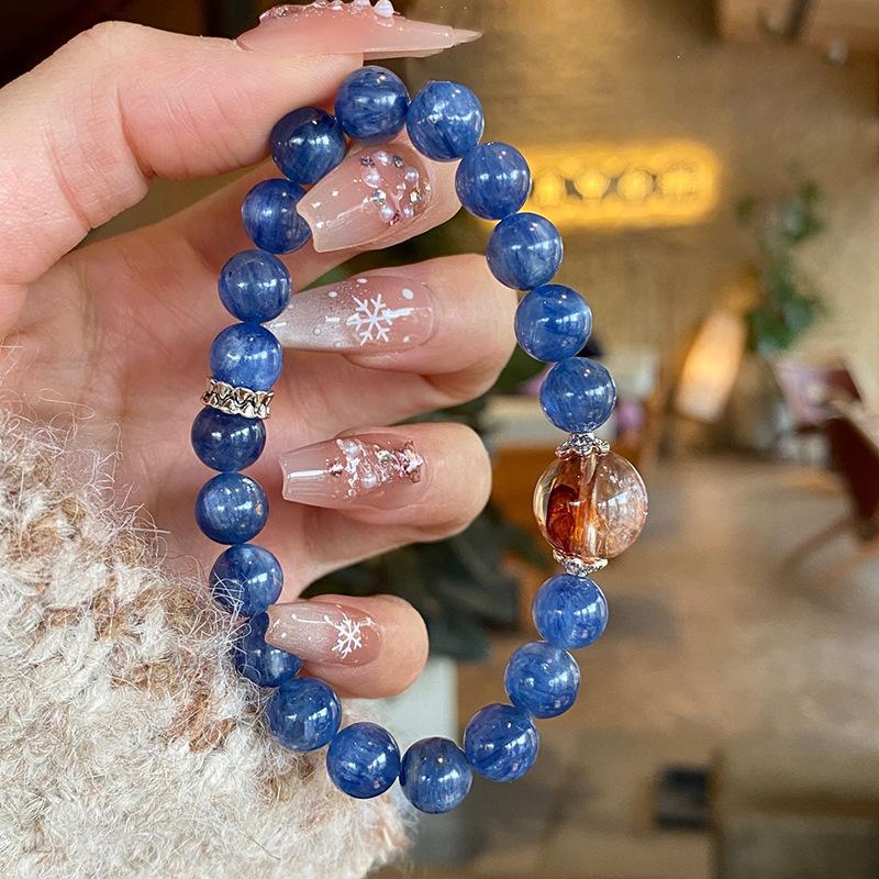Natural stone crystal geometric beaded bracelet retro high-end bracelet women's niche light luxury versatile jewelry