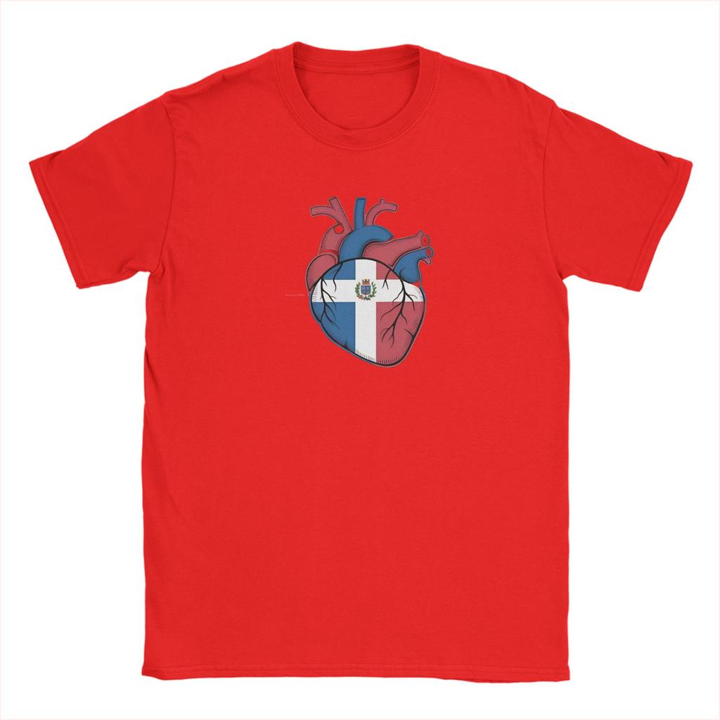 Unisex TShirts Dominican Republic Heart beats Casual 100 Cotton Tee Shirt Short Sleeve T Shirts Round Collar Clothing Classic