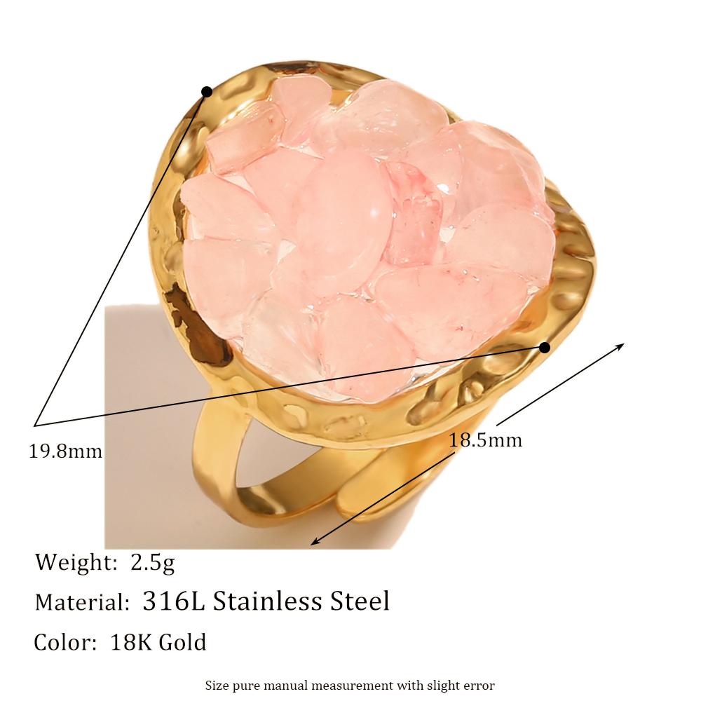 

Gilded Whispers | Color Inlaid Natural Broken Stone Ring Stainless Steel Waterproof Ring Classic Vintage Women Jewelry 2025