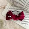 Korean Velvet Pearl Bow Hair Tie: Chic Autumn/Winter Headwear for Women