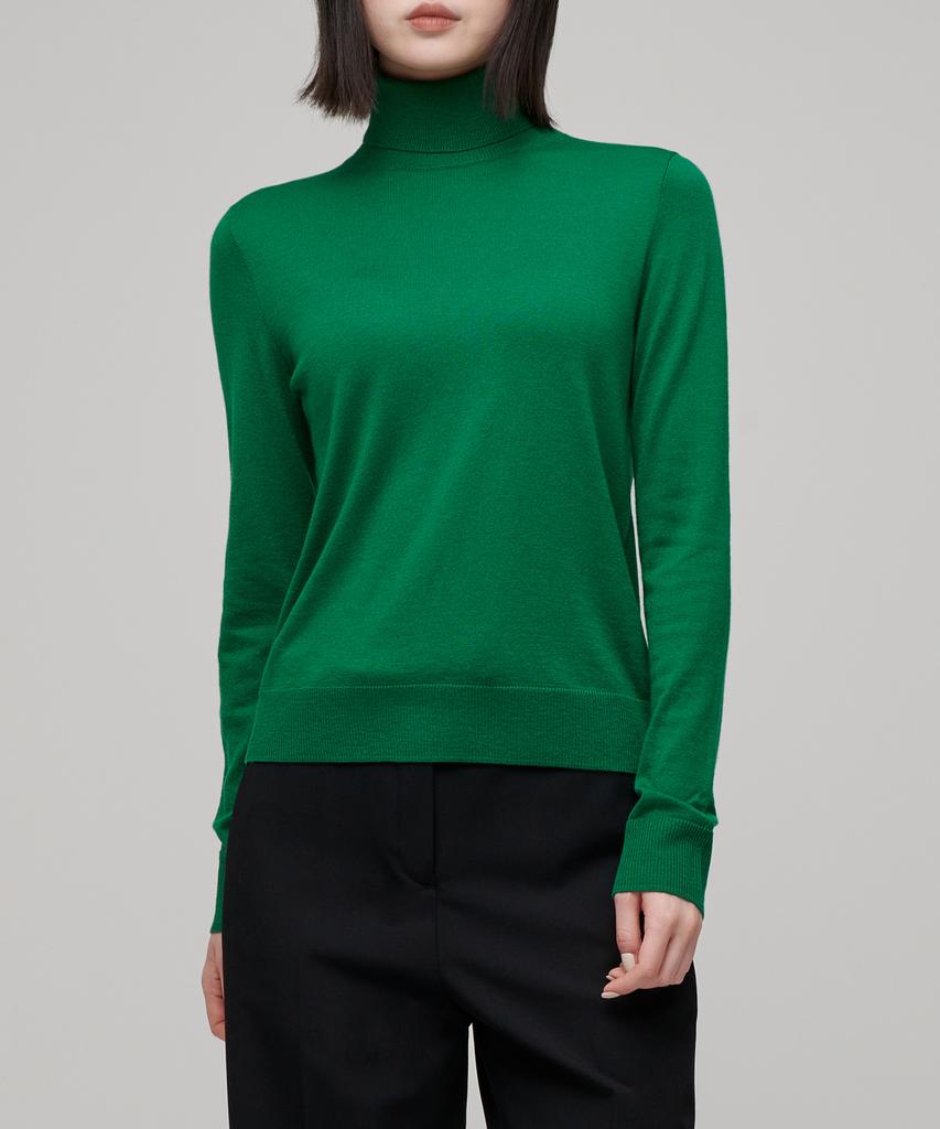 MUSINSA STANDARD WOMAN Women'S Merino Wool Blend High-Gauge Turtleneck Knit [Green]