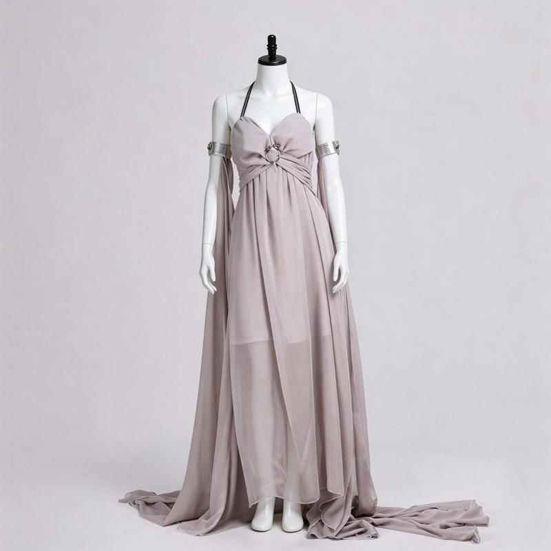 Halloween Game Of Thrones Daenerys Cosplay Dress Greek Style Grey Trailing Gown Party