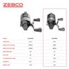 Zebco Omega Pro Spincast Angelrolle Größe Dual Keramik-Aufnehmer Massives Messing Ritzel GlideLine II Schnuraufzug 6lb Angelschnur Geflochten Schwarz Rolle, 20,