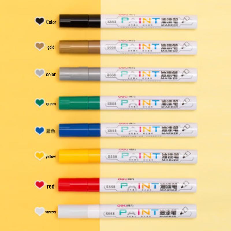 Deli S558 2.0mm Waterproof Yellow Paint Marker Pen