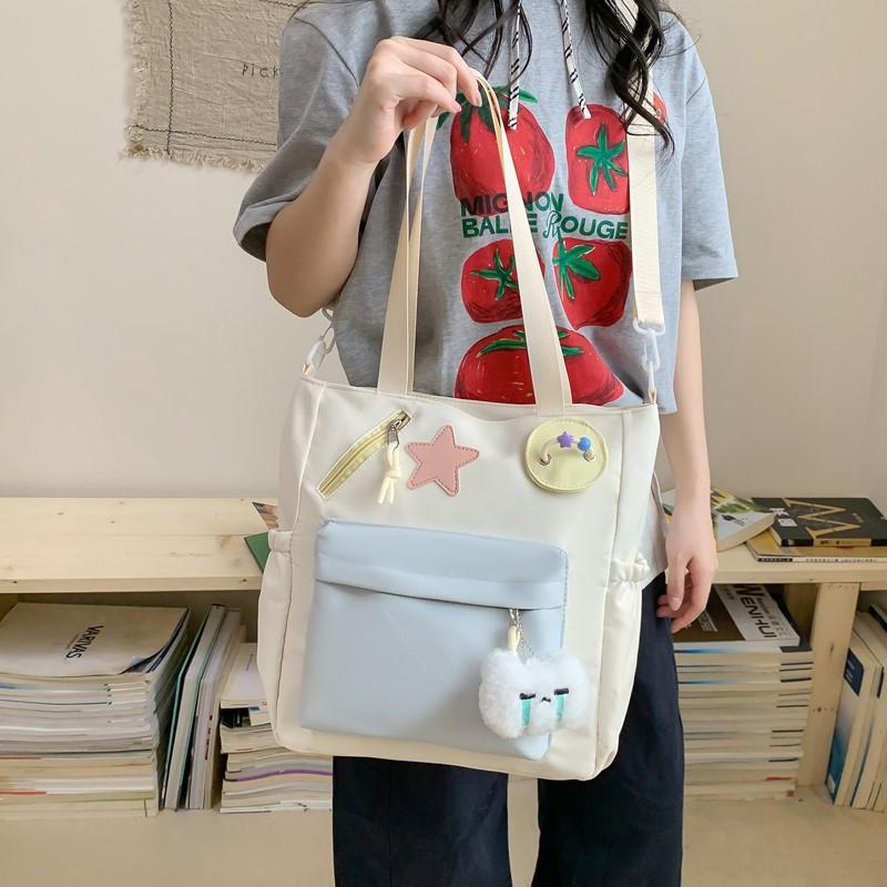 Schoolbag College Style Junior High School Students Elementary School Students Large Capacity Two-piece Set Class Backpack Cute Handheld Tuition Bag