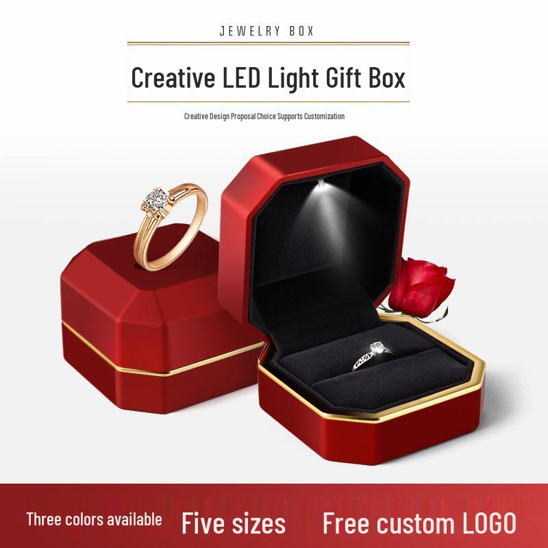 LED Light Lacquer Jewelry Box for Pendants, Bracelets, Rings, Charms, Bangles, Diamonds, Necklaces, and Couple Rings.