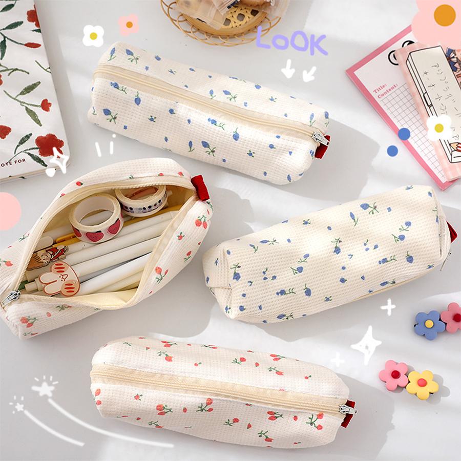 Kawaii Pencil Case Homemade Simple Small Floral Pen Bag Cute Mini Stationery Storabag Learning Office Supplies Stationery