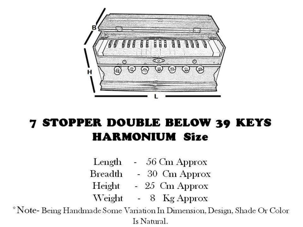 Indian Musical High-Class Sound 7 Stopper Double Bellows 39 Key Harmonium – Professional Classical Instrument with Bag