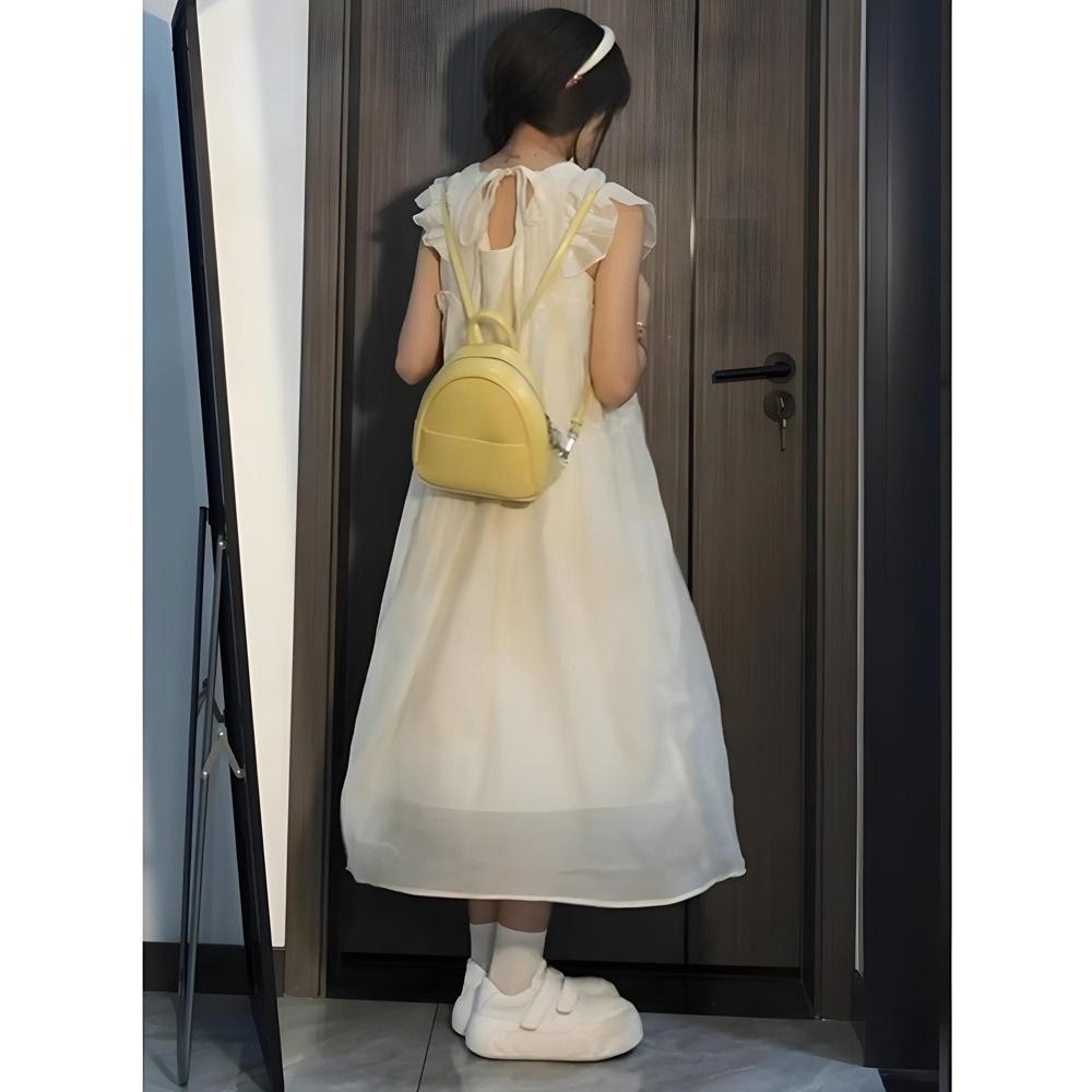 Gentle and Sweet Wind Small Flying Sleeve Dress Women's Summer New Small Loose Medium and Long Fairy Skirt