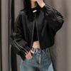 Womens Oversized Baseball Jacket 2026 Casual Chic Streetwear Coat Loose Fit Stand Collar Zip-Up