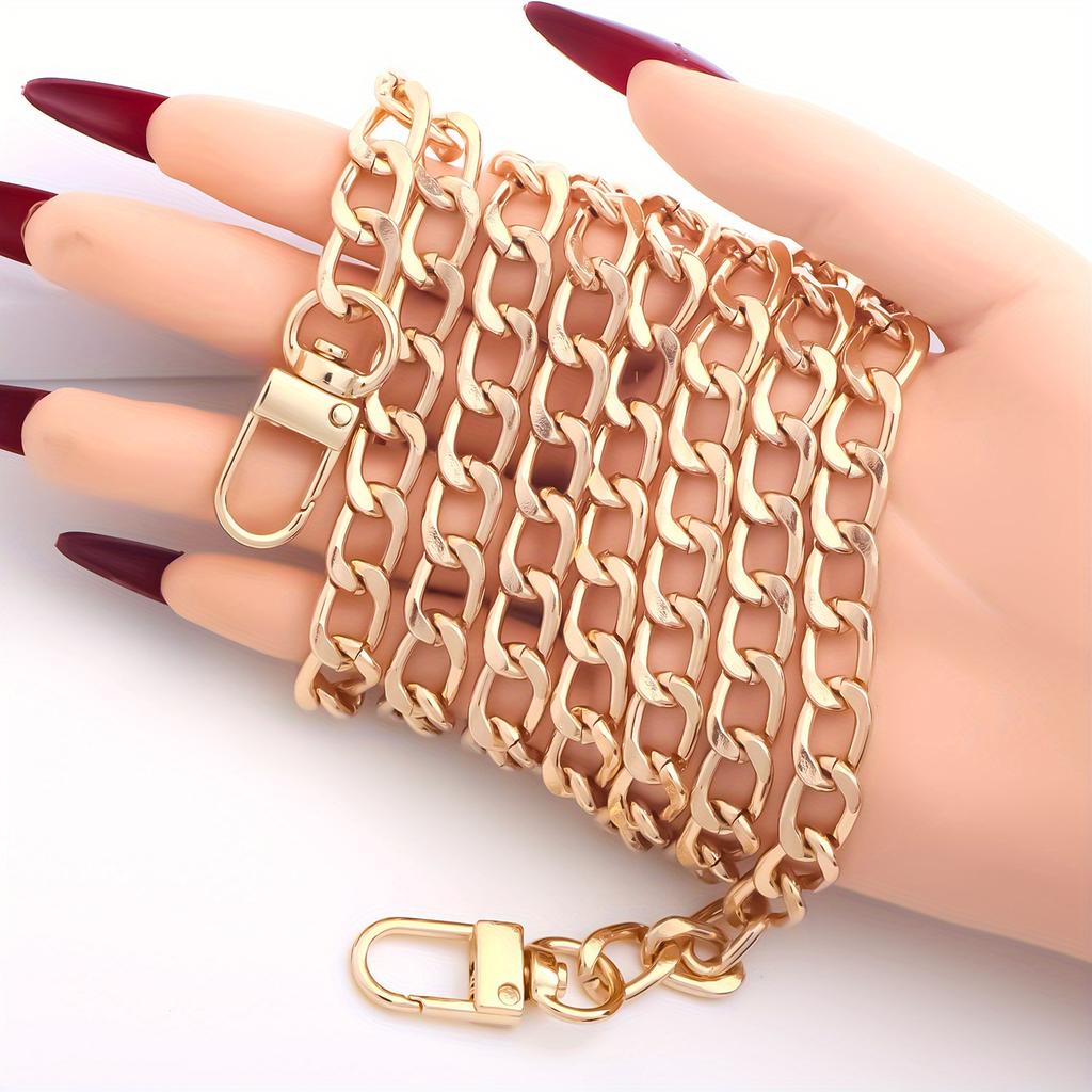Purse Chain Strap Metal Shoulder Crossbody Replacement Bag Chain, Flat Chain Strap for DIY Purse Handbag