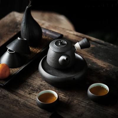 Vintage Japanese Style Ceramic Teapot Black Clay Kung Fu Tea Set