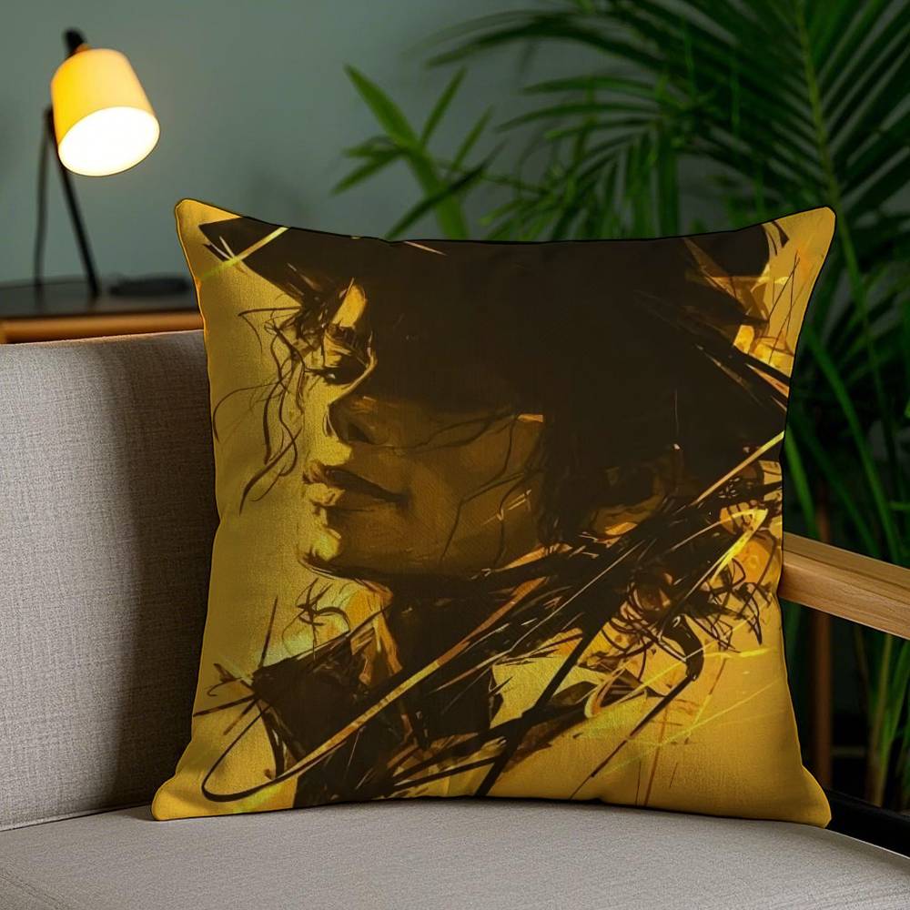 The King of Pop Michael Jackson-A Pillow Case Anti-dustmite Pillowcase Invisible Zipper Silky Short Plush Sofa Cushion Cover