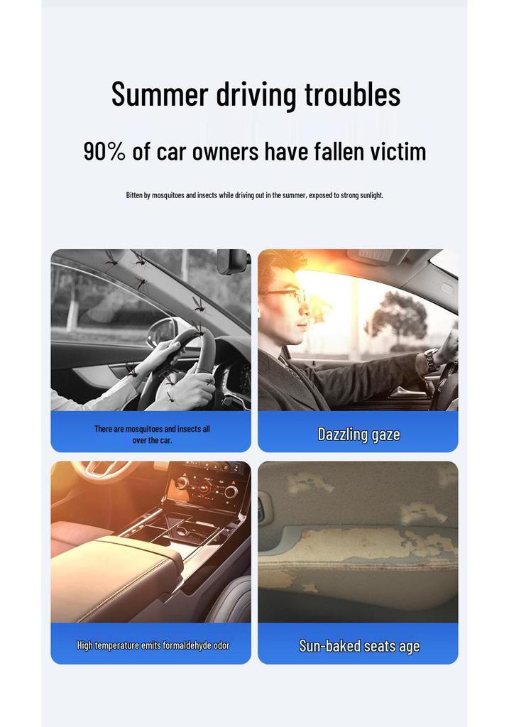 Car Window Sunshade & Anti-Mosquito Mesh Curtain for Privacy and Insect Protection