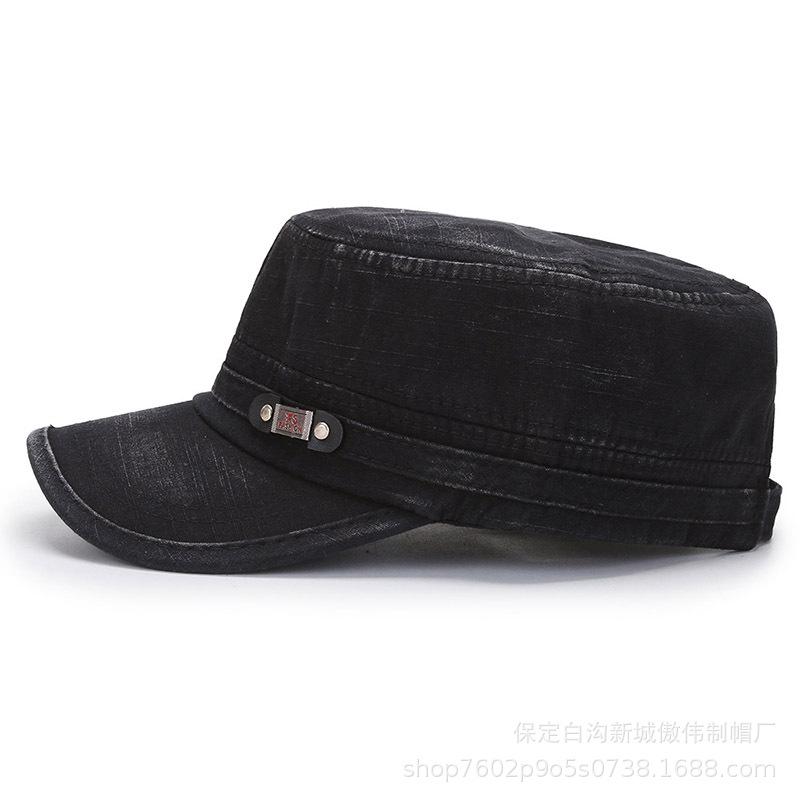 Autumn New Men's Washed Old Flat Top Hat Fashionable Versatile Bare Cap Cotton Cross-border European and American Hat