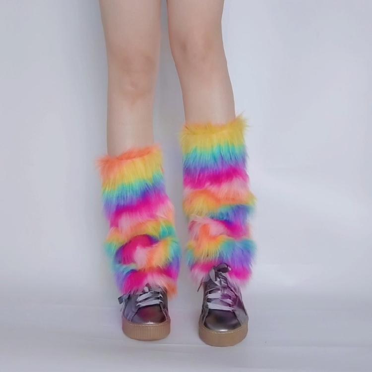 Furs Leg Warmer Winter Furry Long Boot Cuffs Fuzzy Shoes Cover Party Costume
