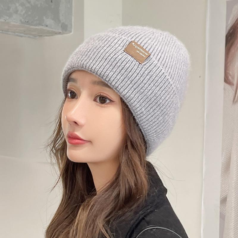 Thickened Knitted Wool Hat Women's Winter Warm Plush Pullover Hat Cold and Windproof Confinement Baotou Hat Cold Hat