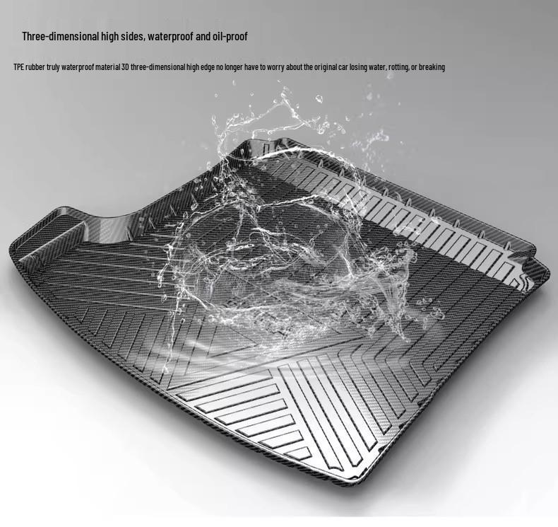 Hyundai SantaFe 2025 TPE Floor Mats & Carbon Fiber Texture Trunk Mat - Wear-Resistant