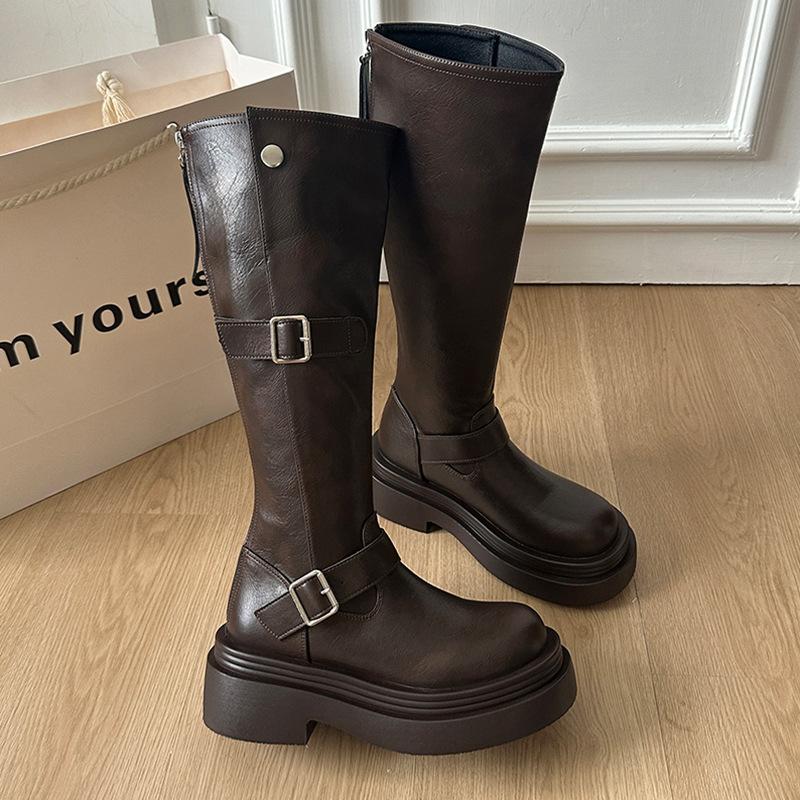 

Thick-soled knight boots women s 2025 new autumn and winter brown small slim long boots but knee-high boots 40