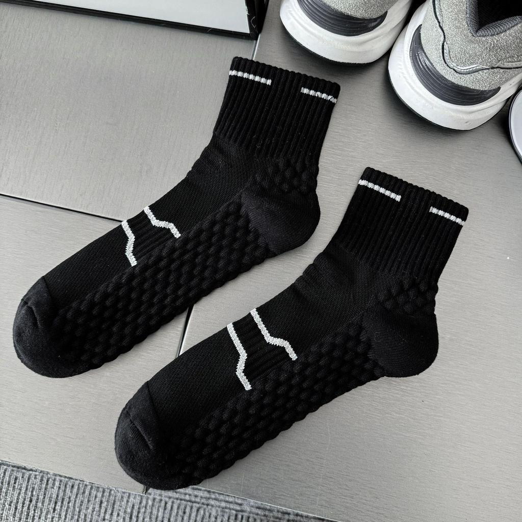 Men's Mid-Calf Running Socks: Odor-Resistant, Thick Terry Sole, Perfect for Spring/Autumn Sports & Marathons