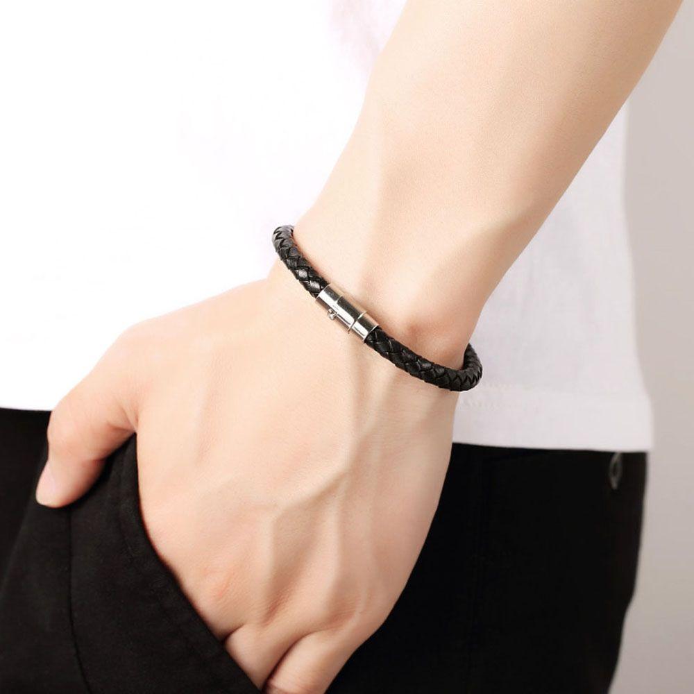 Trendy 1 Piece Women Men PU Leather Braided Fashion Accessories Magnetic Clasp Jewelry Bracelet