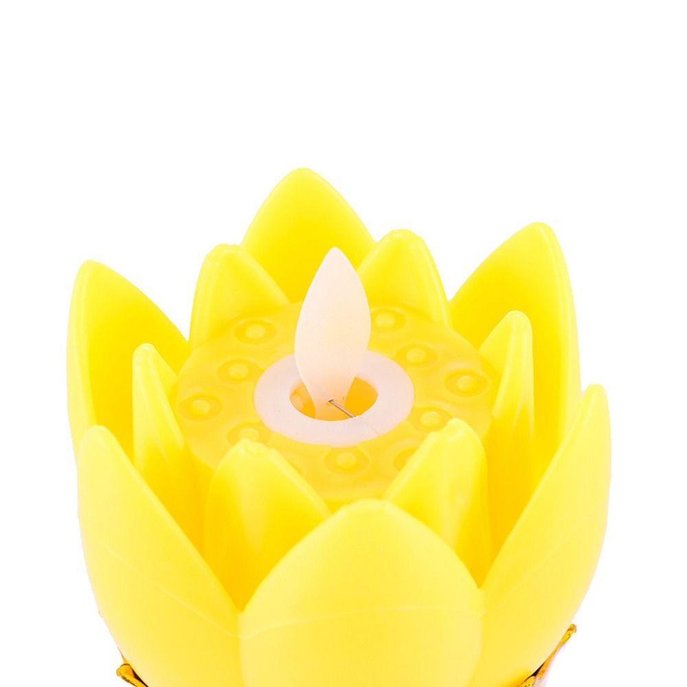 Plastic Lotus Candle Set Gold White Electronic Candlestick Set  Desktop Ornament