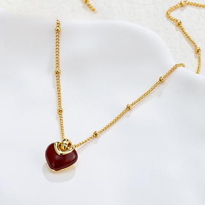 Red Dripping Oil Love Necklace Does Not Fade Female Niche Stacking Collarbone