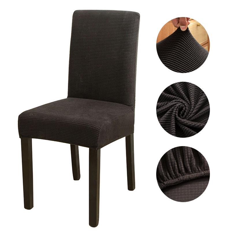 Solid Jacquard Chair Covers Stretch For Wedding Dining Room Office Banquet Housse De Chaise Chair Cover