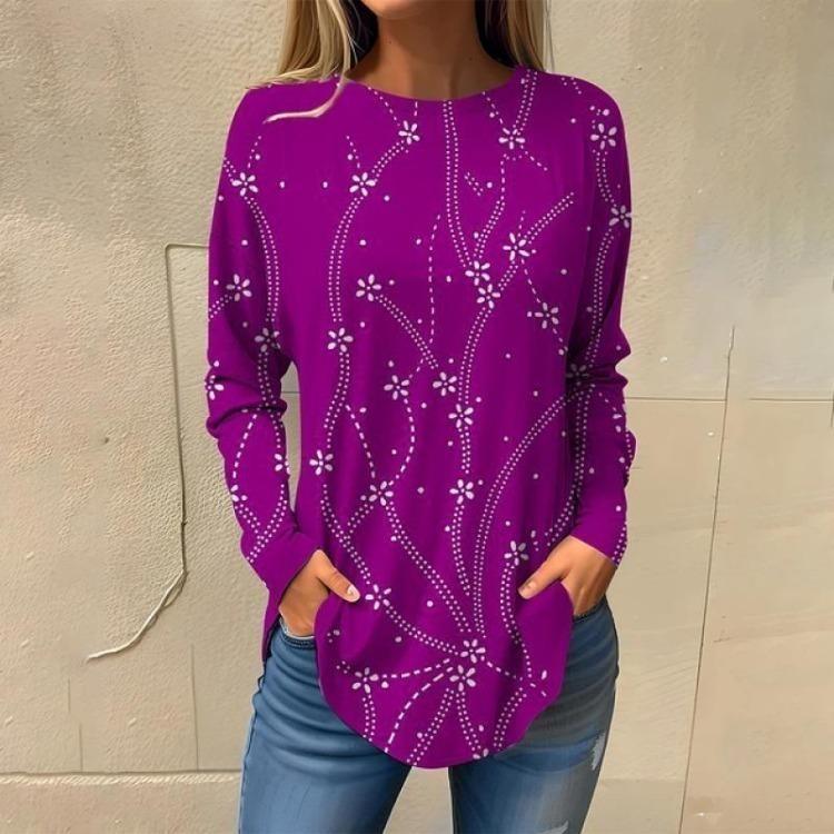 Autumn Women Long Sleeve Oversized T Shirt O Neck Print Tops Ladies Clothing