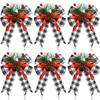 Large Christmas Tree Topper Bow Velvet Ribbon DIY Holiday Hanging Decoration Red,6pcs