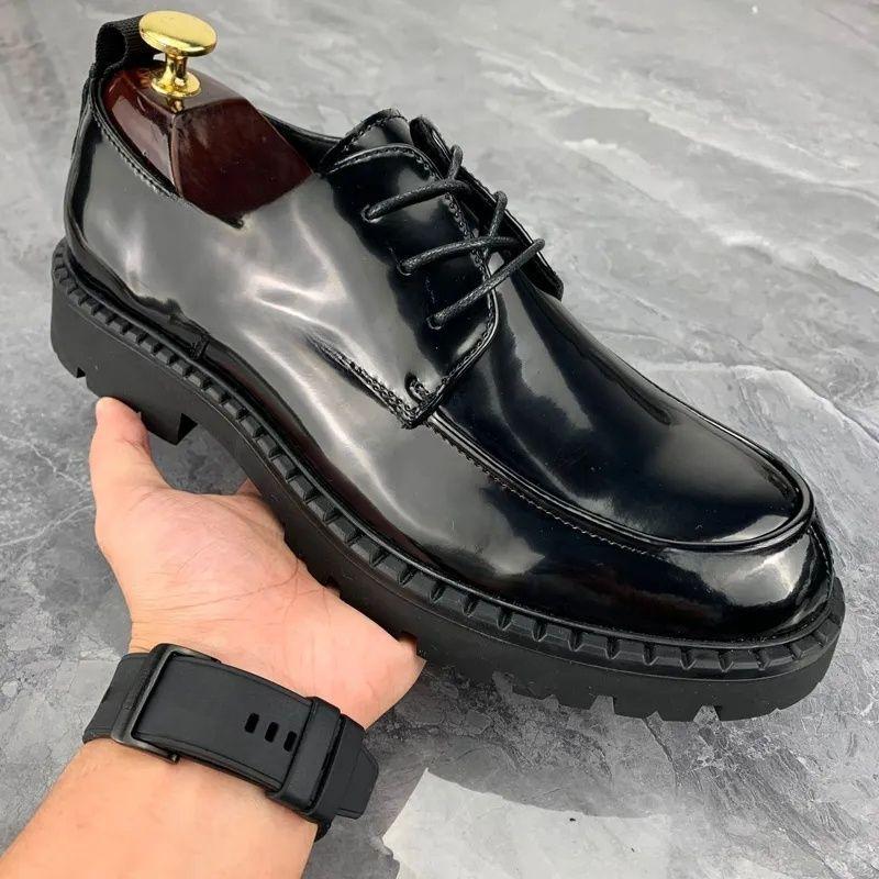 

2025 spring new loafers Korean version of leather round head platform new wedding shoes casual heightening casual shoes muffin shoes 44