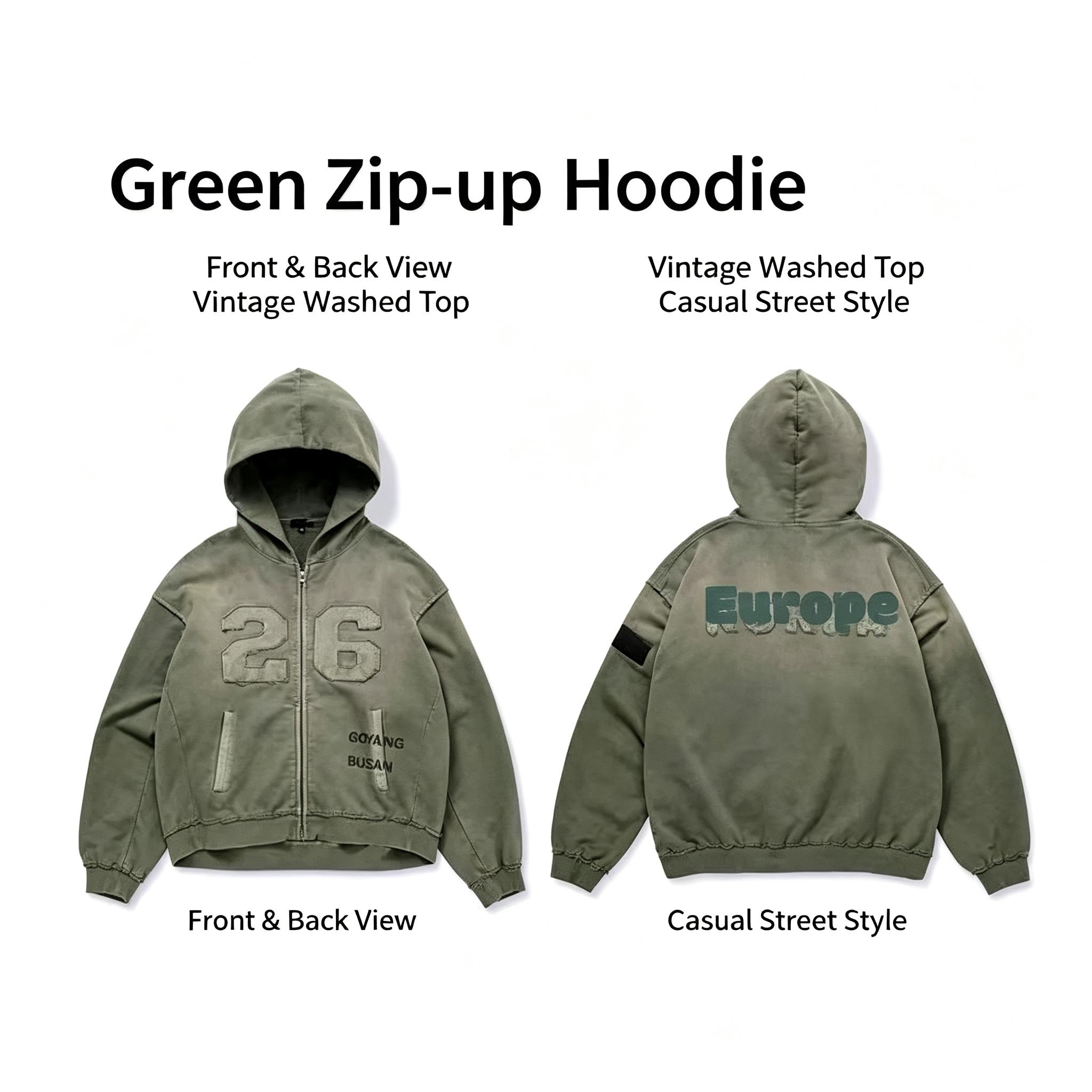 Embroidered Zip Up Hooded Jacket, Vintage