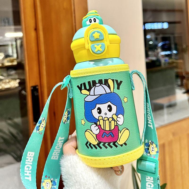 Large-Capacity Thermos Cup for Girls, Good-Looking and Cute, College Student Water Bottle Cup, Summer Portable Straw Cup for Kidsren