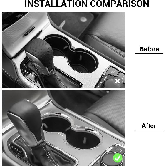 Jimen Compatible with Jeep Grand Cherokee 2011-, Front Cup Holder Cover Trim (Chrome)