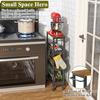 4-Laags Smalle Rolbare Opbergkar met Houten Bovenblad en Metalen Frame voor Keuken, Wasruimte, Badkamer, Smalle Ruimtes