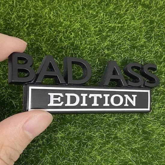 2pcs Bad Ass Edition Metal Emblem Car Badges Badass 3D Sticker Decal Black White