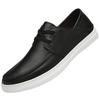 Herren modische einfache und vielseitige lässige Lederschuhe, bequem zu tragen, runde Zehenpartie, weiche Sohle, Fuß-Freizeit-Board-Schuhe