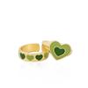 Green Heart Open Ring - Women's Trendy Retro Light Luxury Niche Index Finger Ring
