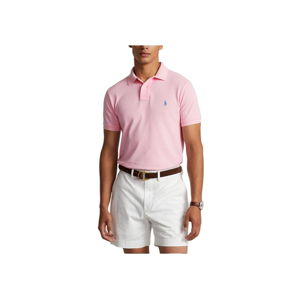 חולצת פולו רגילה עם לוגו slim fit לגברים ורוד MNPOKNI1N820336-650
