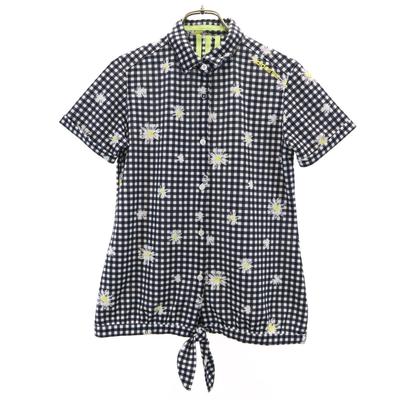 Adidas Check Floral Golf Short Sleeve Shirt M Navy Women Used