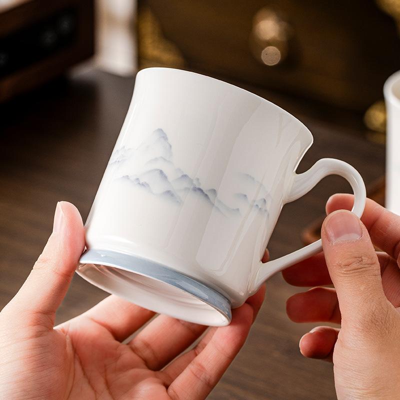 Jingdezhen Luowei Keramiktasse Keramiktasse Große Kapazität Wasserbecher Männer und Frauen Zuhause Büro Teetasse