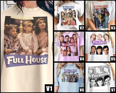 Full House V1-7 TShirt Vintage 8 Colors Men's TShirt DTG Digital Print Sizes S M L XL 2XL 3XL 4XL 5XL