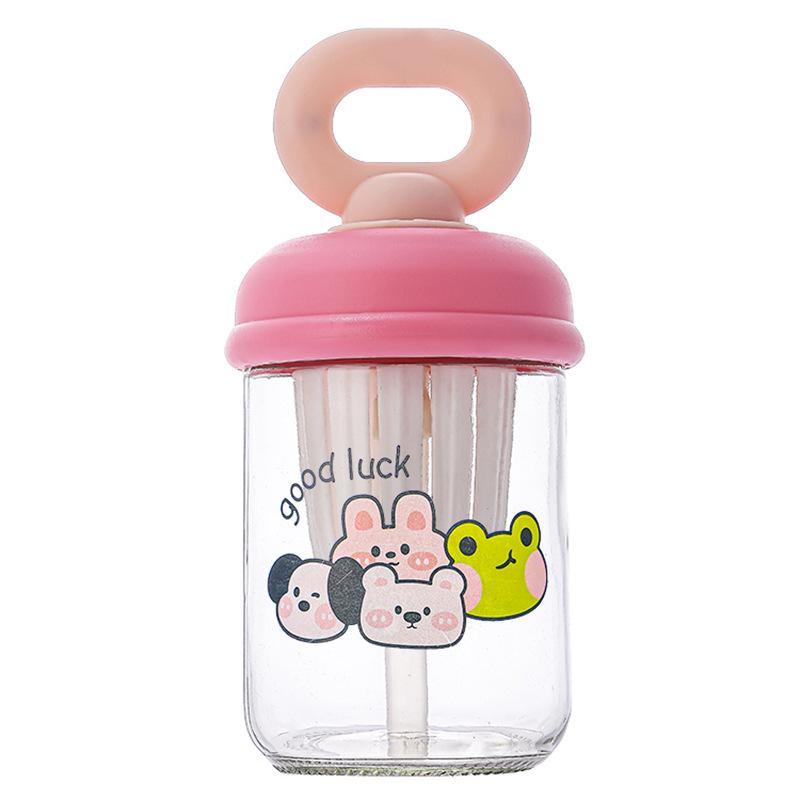 Cute Water Cup for Girls, Good-looking, High-temperature-resistant, Portable, Compact Summer Student Cup with Tea Straw, Glass Cup