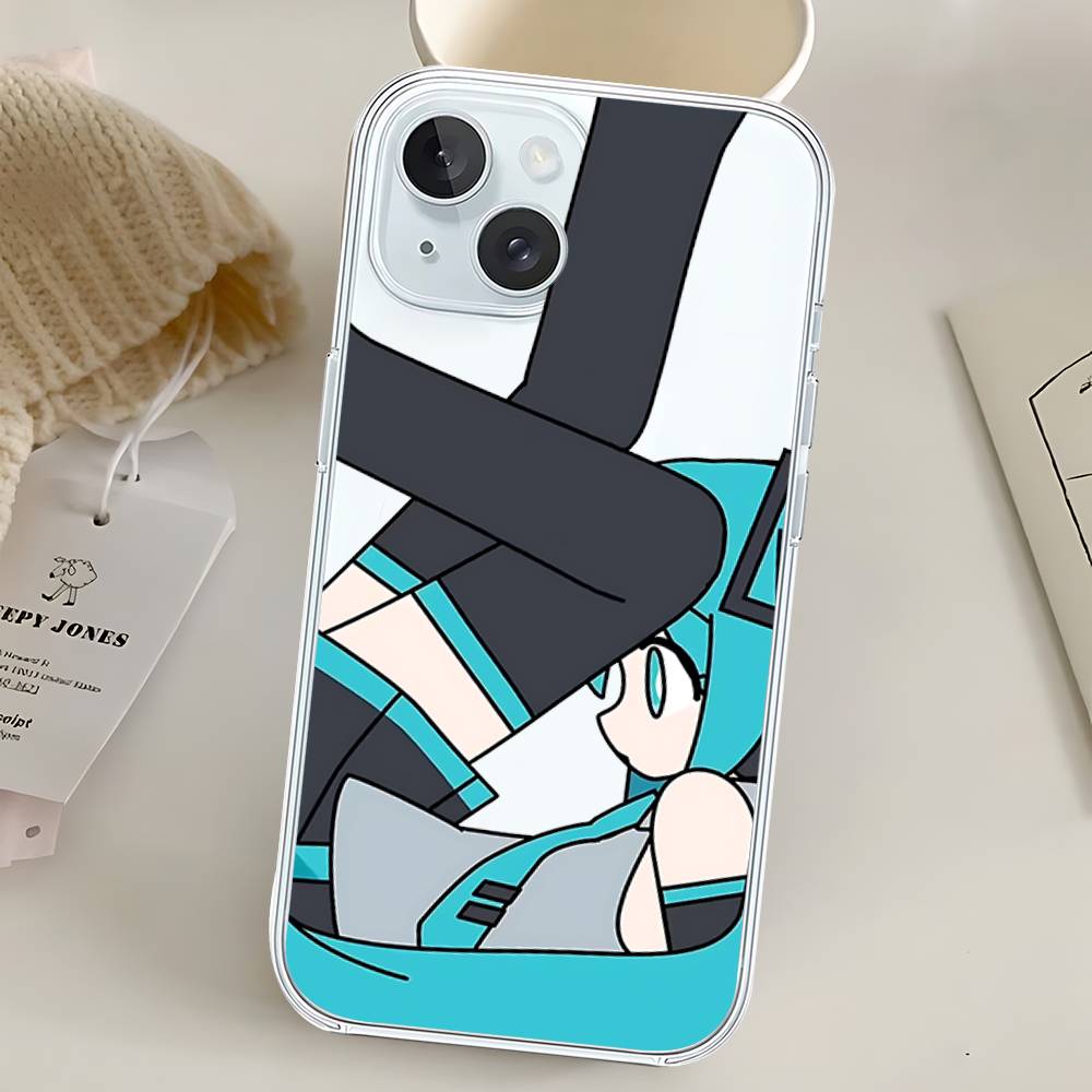 Kawaii H-Hatsune Miku-S Phone Case For Iphone17 16 15 11 13 14 Pro Max 7 8 Plus X Xr Xs Max Se2020 12mini Transparent Cov