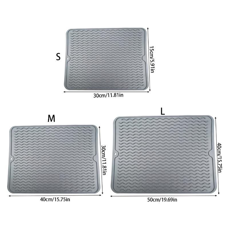 Foldable Kitchen Drying Mat Silicone with Raised Ridges, Space Saving Placemat, Waterproof Trivet, Coffee Bar Accessories for Dishes and Cups